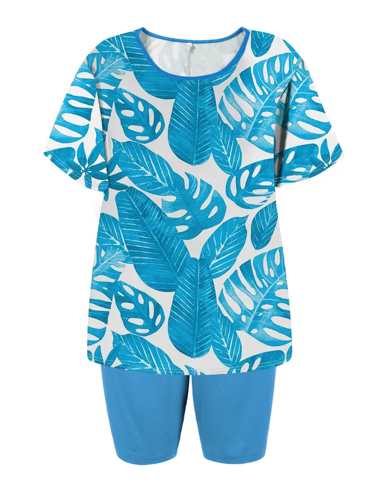 Tankini Ronde Hals Korte Mouw Bedrukt