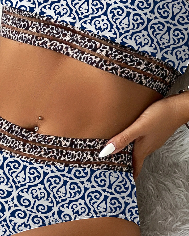 Badpak casual bandeau print tweedelig