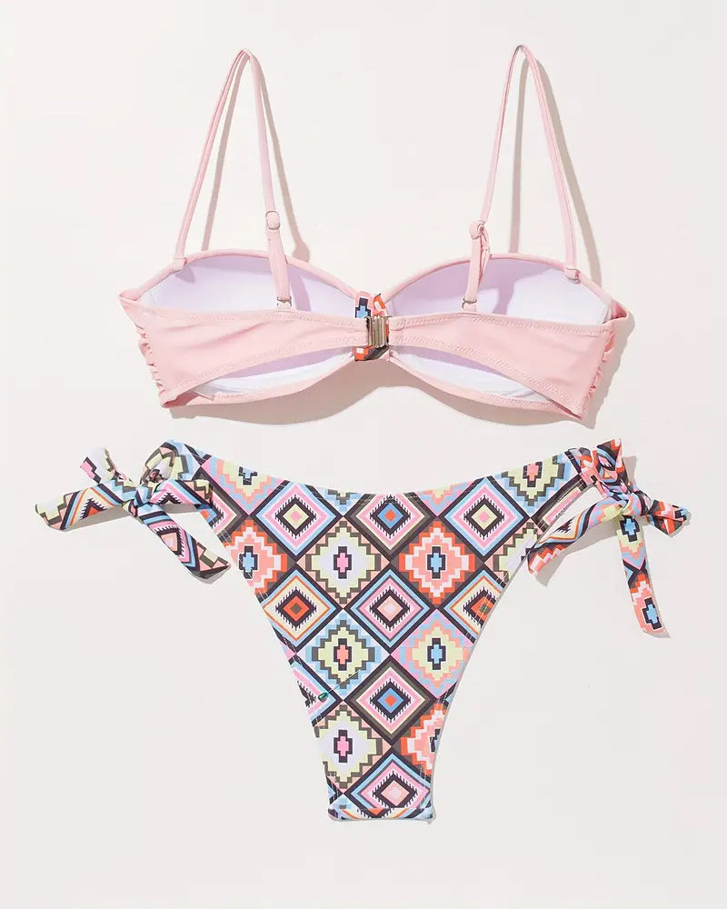 Twee-Delig Bikiniset Met Geometrisch-Patroon