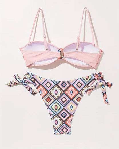 Twee-Delig Bikiniset Met Geometrisch-Patroon