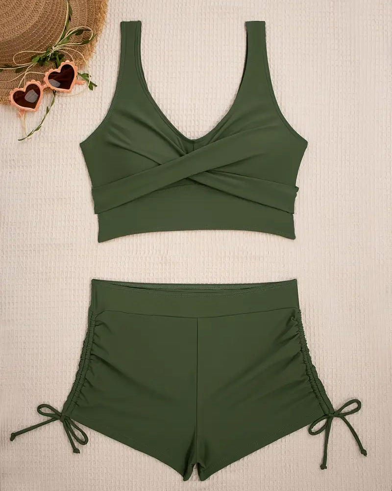 Bikini Set Twee Delen Effen Boxer Touwsluiting