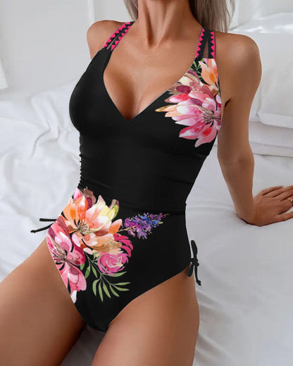 Badpak Één-delig Groot Bloemenprint