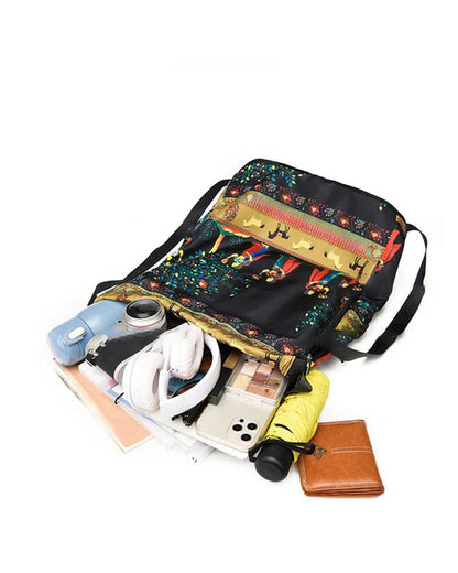 Schoudertas met trekkoord in etnische stijl