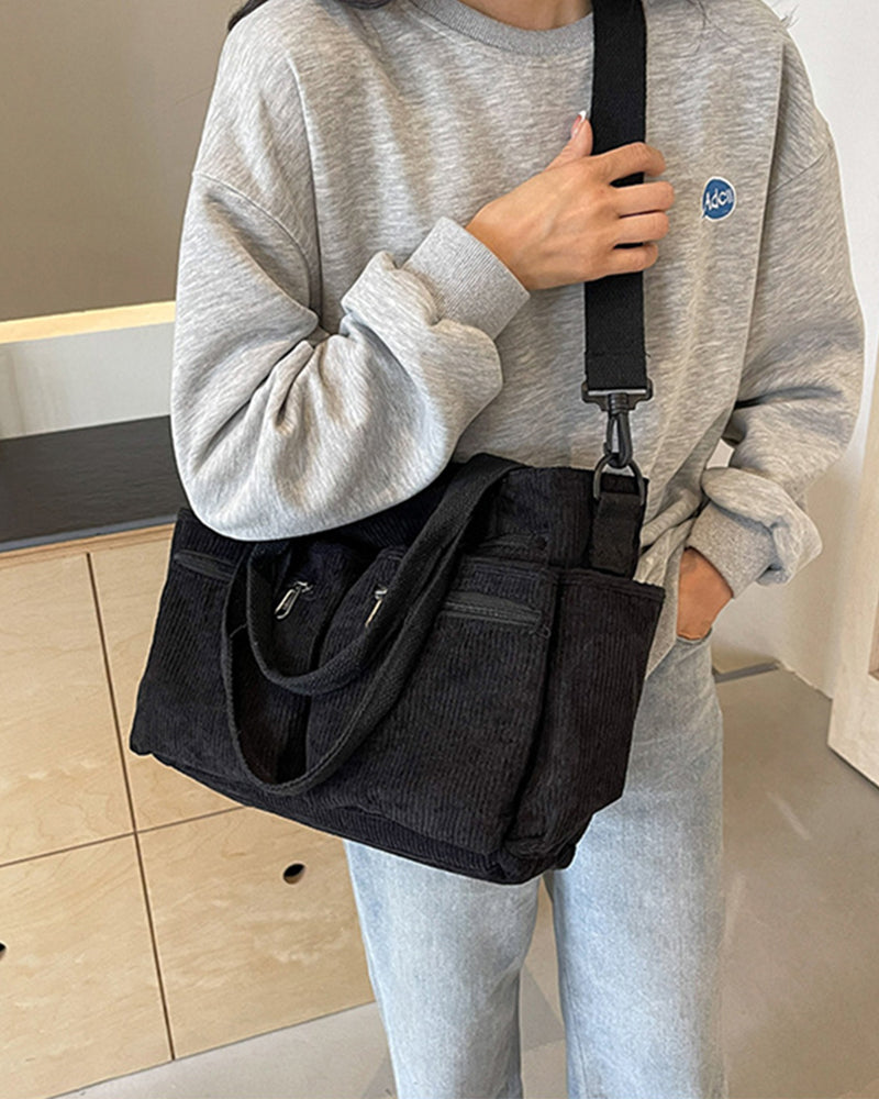 Effen kleur corduroy tas