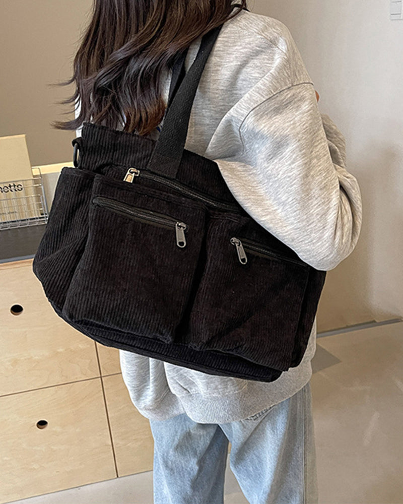 Effen kleur corduroy tas