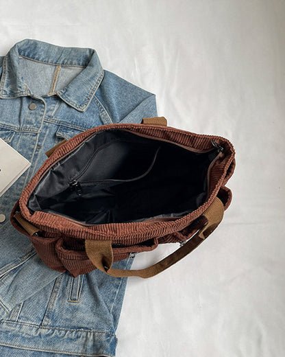 Effen kleur corduroy tas
