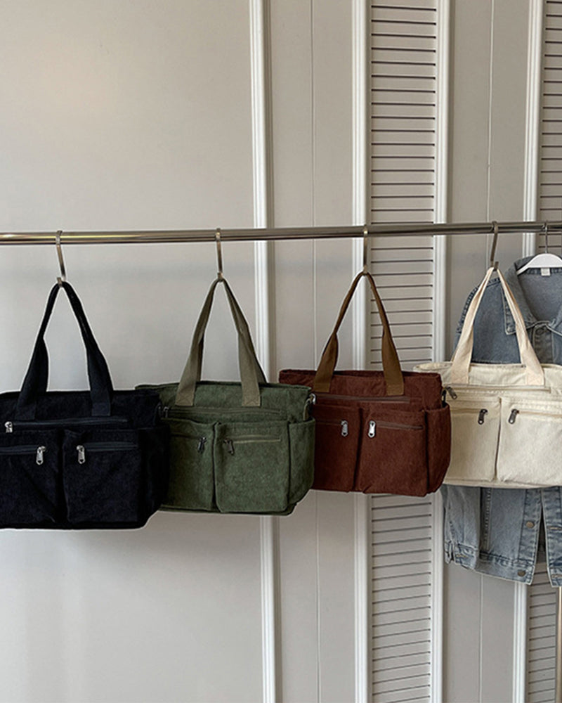 Effen kleur corduroy tas
