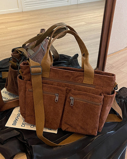 Effen kleur corduroy tas