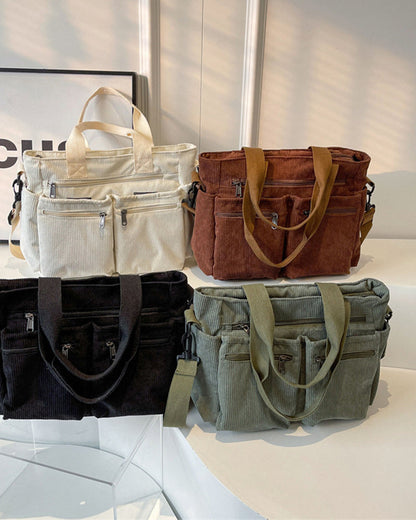 Effen kleur corduroy tas