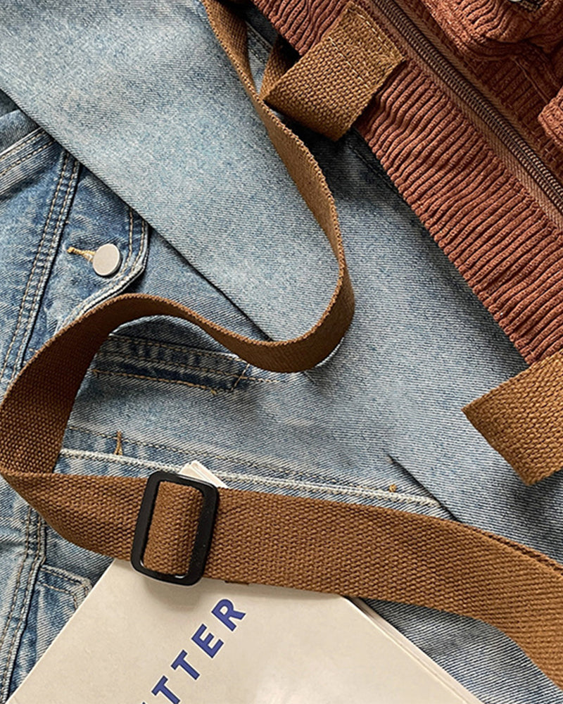 Effen kleur corduroy tas