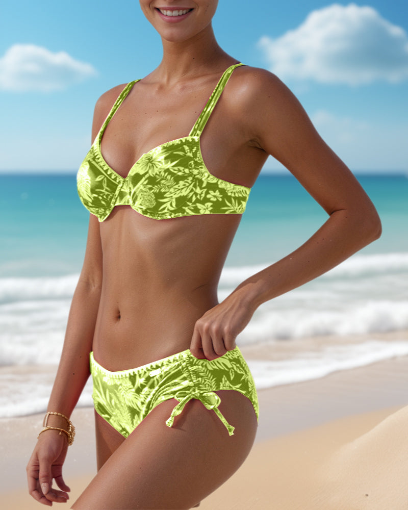 Tweedelig Triangelbadpak Met Vetersluiting En Print