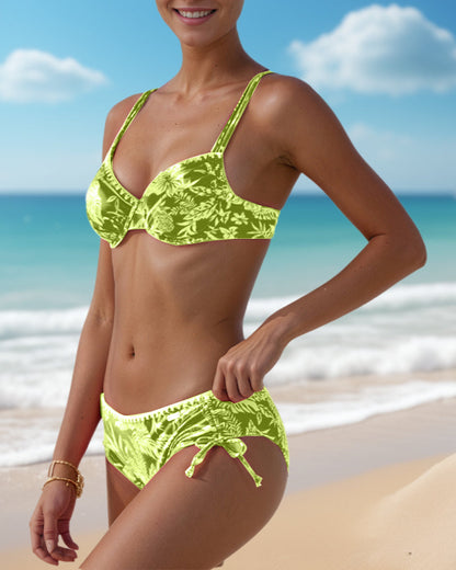 Tweedelig Triangelbadpak Met Vetersluiting En Print