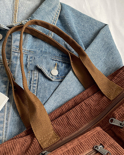 Effen kleur corduroy tas