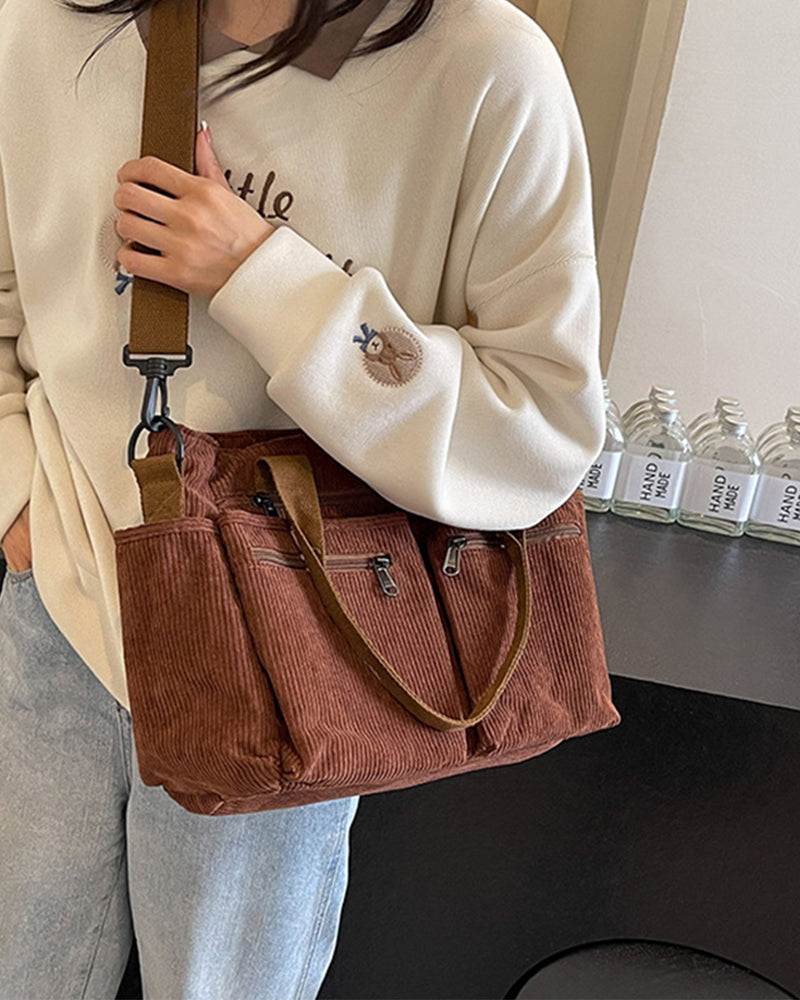 Effen kleur corduroy tas