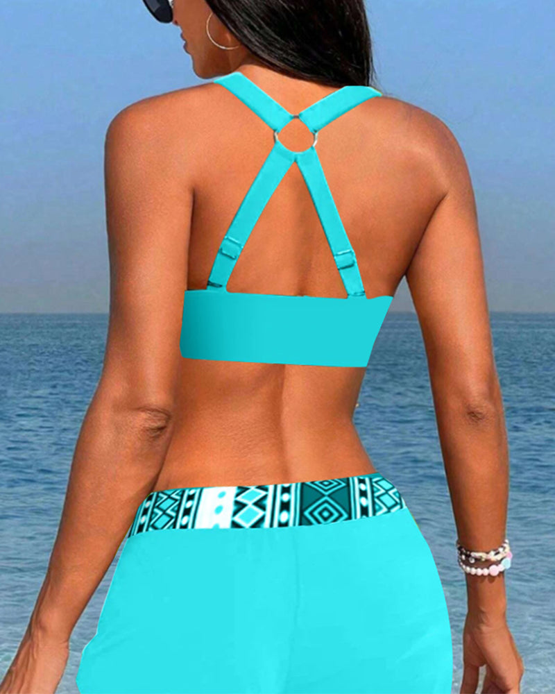 Geometrische print hoge taille bikini's