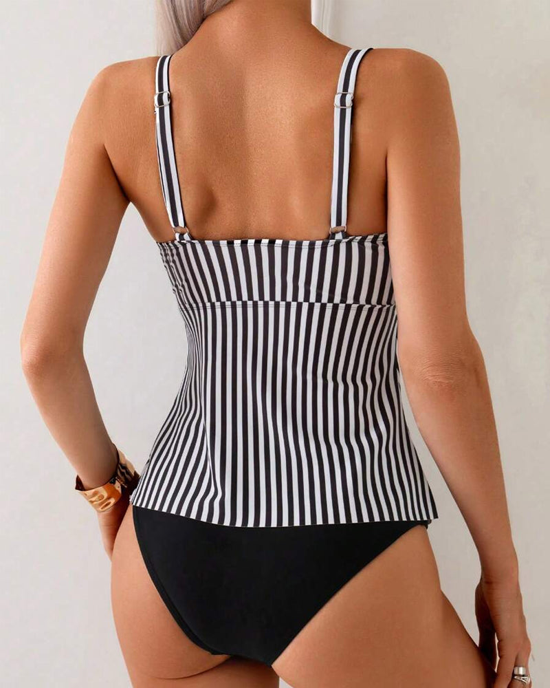 Tankini Verticaal Gestreept Tweedelig Driehoek