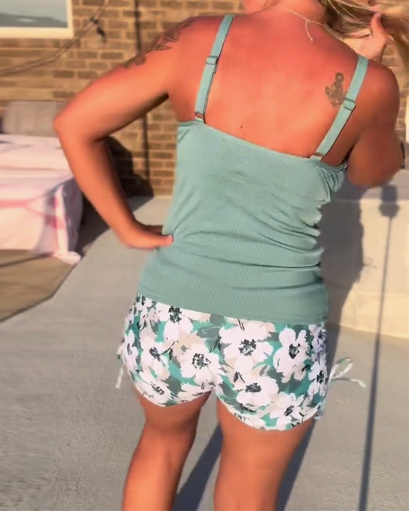 Badpak casual bedrukt tweedelig