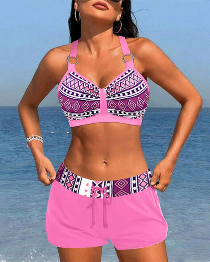 Geometrische print hoge taille bikini's