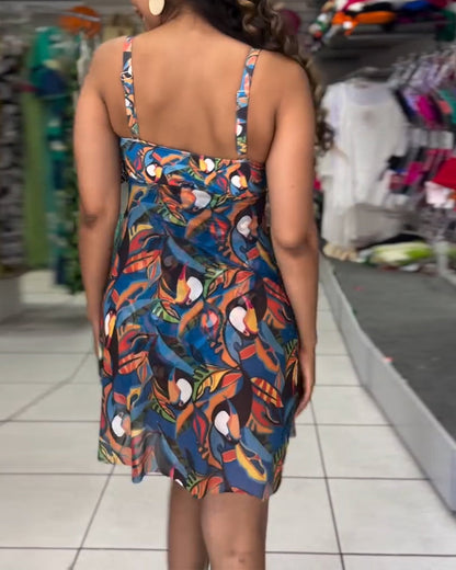 Zwemkleding Een-Delig Kleurrijk Gedrukt Split Bandjes