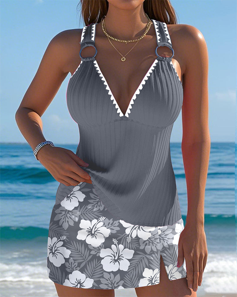 Tankini Gestreepte Top Print Rok