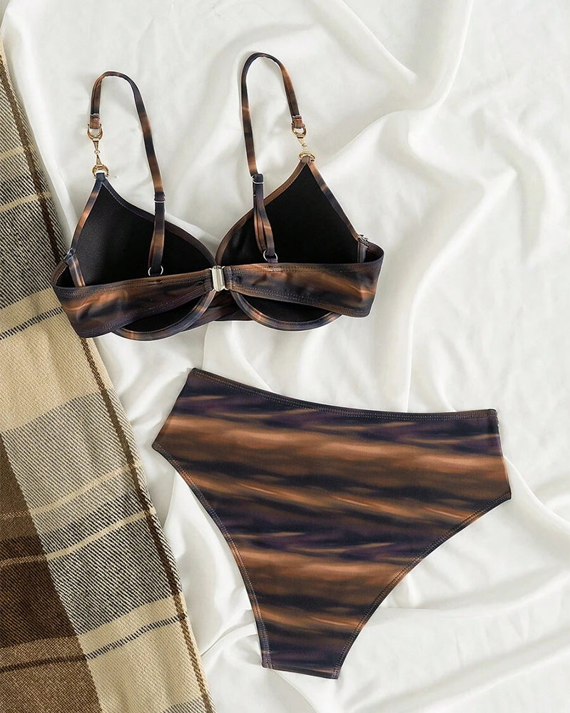 Bikini Retro Kleurverloop Geplooid Sexy
