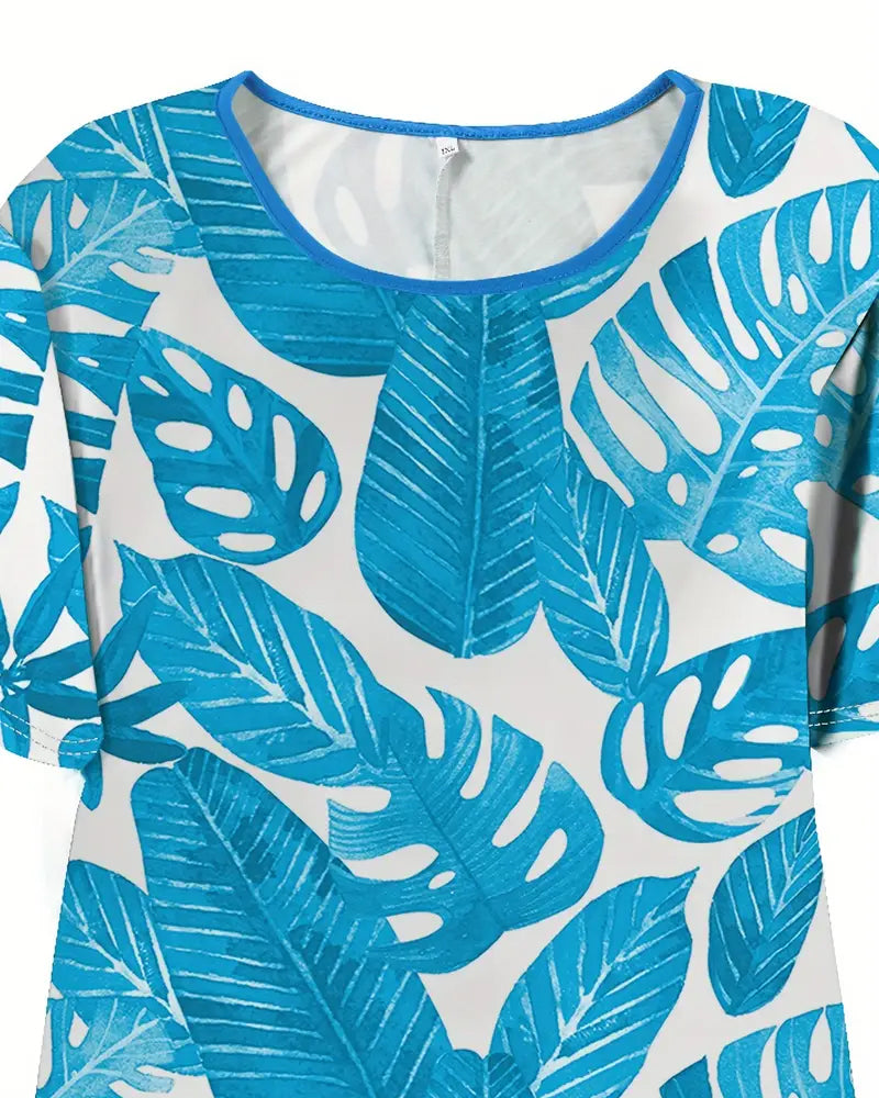 Tankini Ronde Hals Korte Mouw Bedrukt