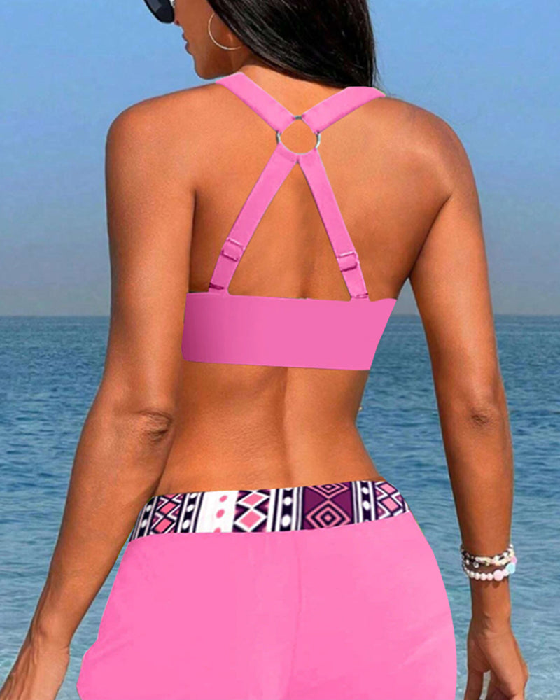 Geometrische print hoge taille bikini's