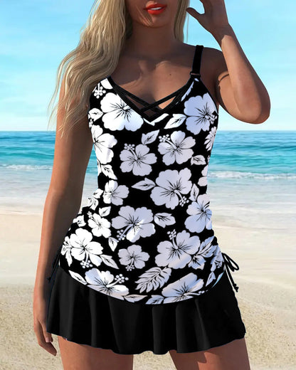 Tankini Bandloos Bedrukt Tweedelig