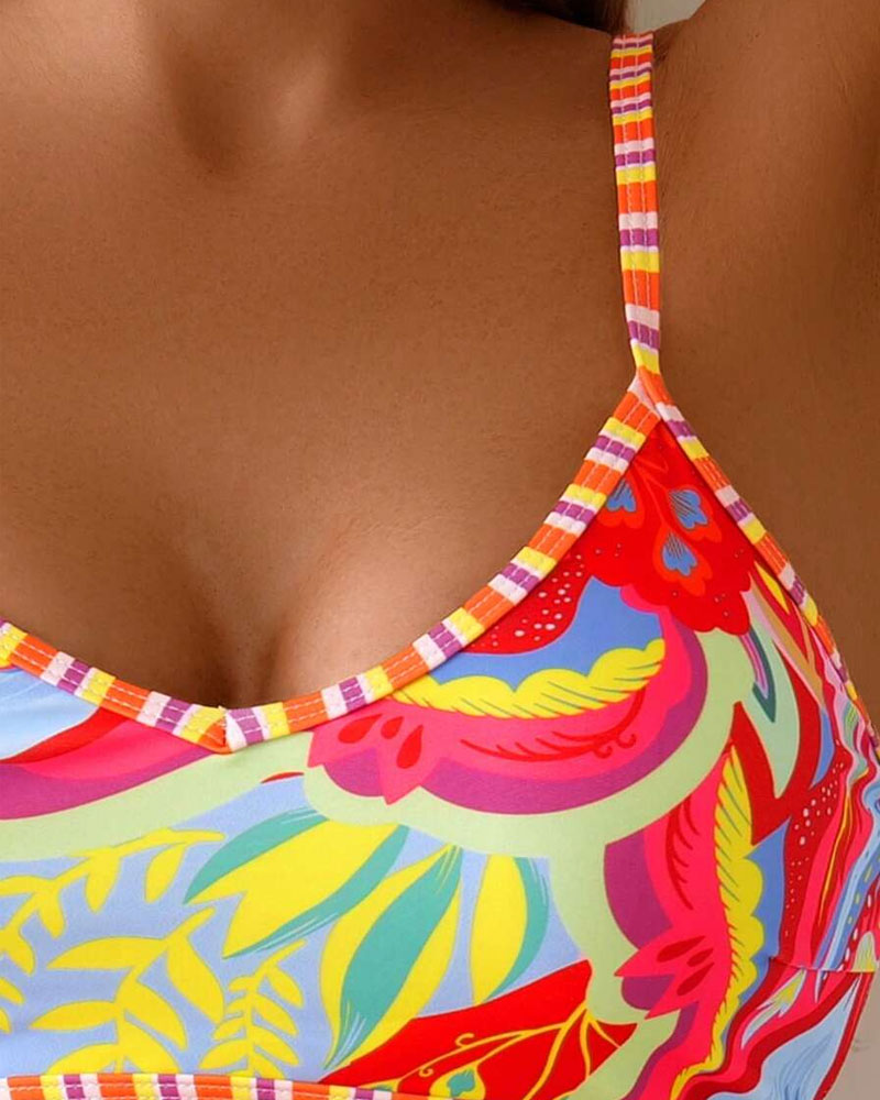 Badpak BH-stijl Hoge Taille Gedrukte Driehoek