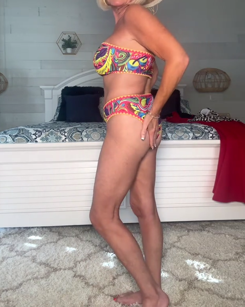 Badpak Sexy Tube Top Gedrukt Tweedelig