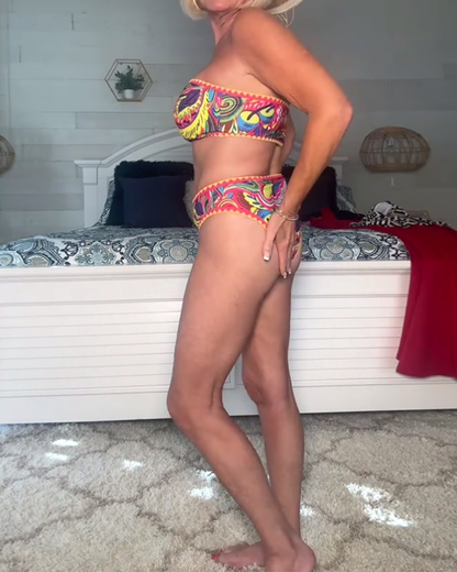 Badpak Sexy Tube Top Gedrukt Tweedelig