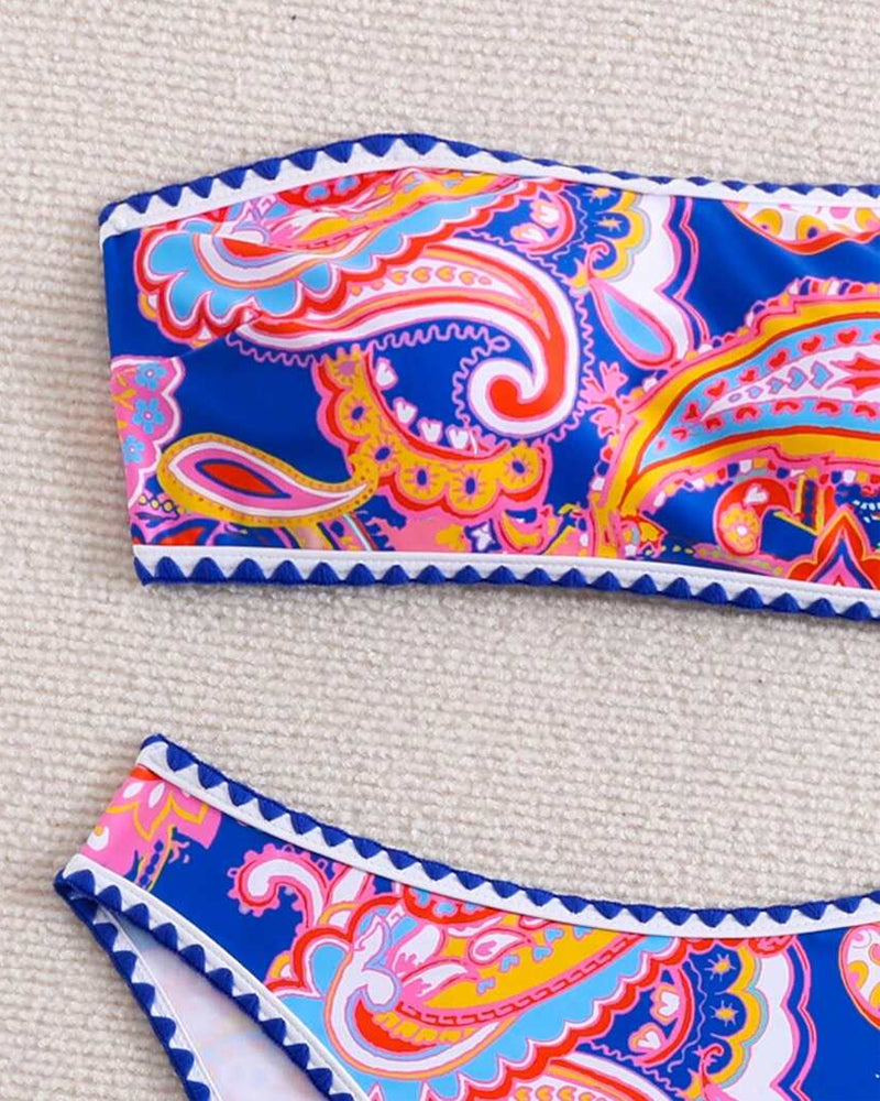 Bikini Bandeau Print Twee Delig Driehoek