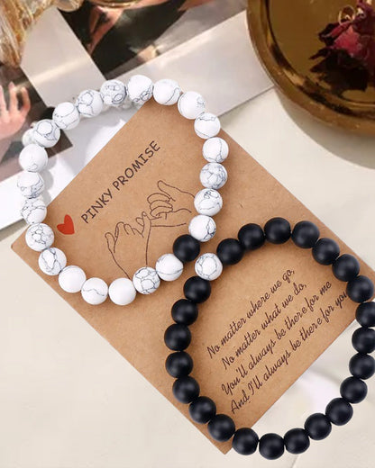 Zwart-witte kralen geweven armbandenset voor koppels