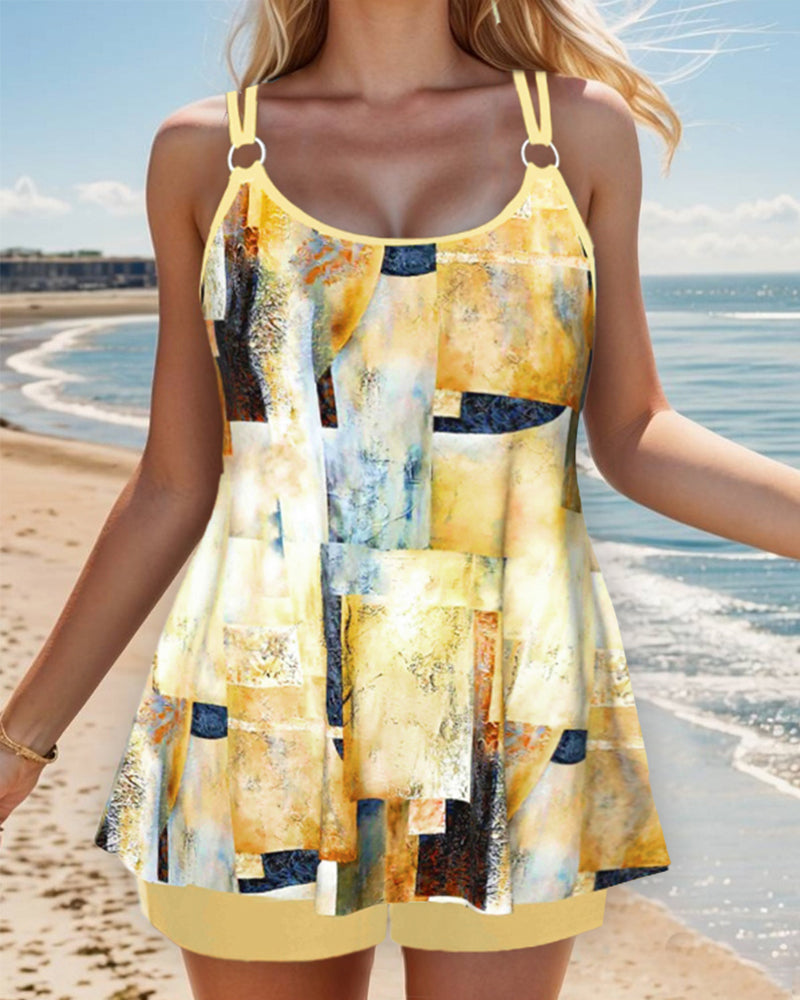 Tankini met bandjes en print