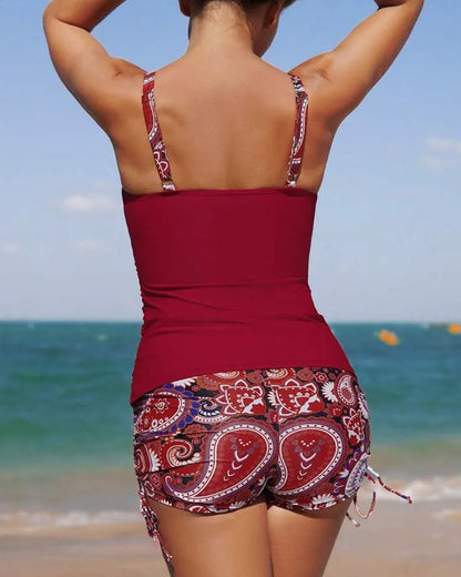 Badpak casual bedrukt tanktop shorts tweedelig