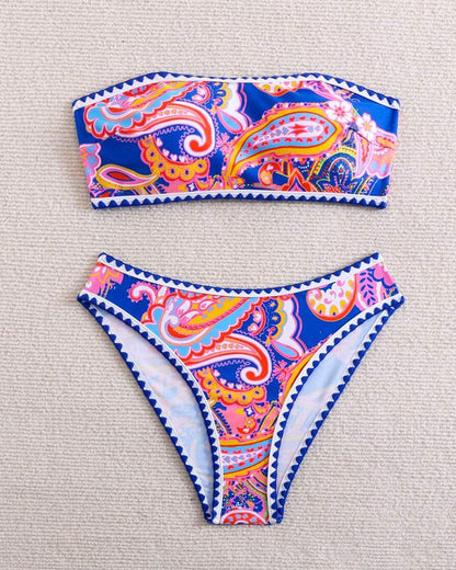 Bikini Bandeau Print Twee Delig Driehoek