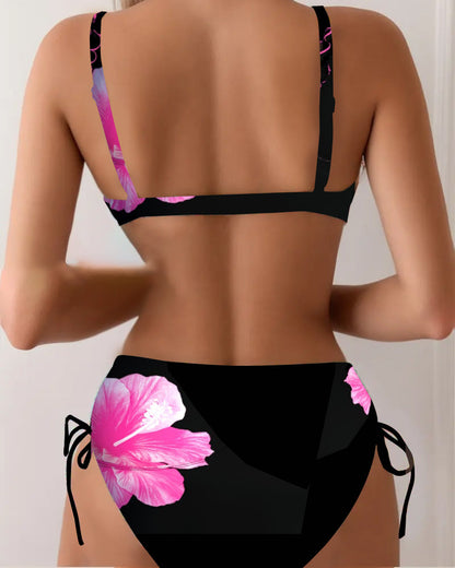 Bikini Driehoek Strik Bloemenprint