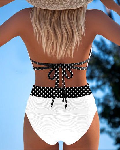 Bikini Diepe V Bandjes Stippen Contrast