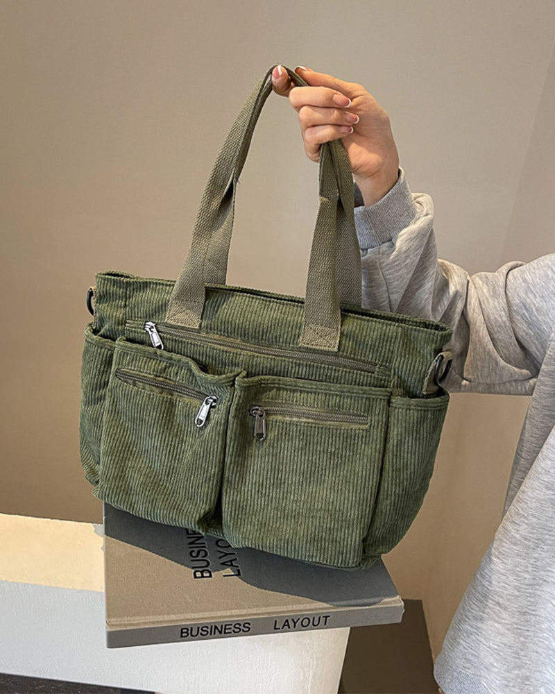 Effen kleur corduroy tas