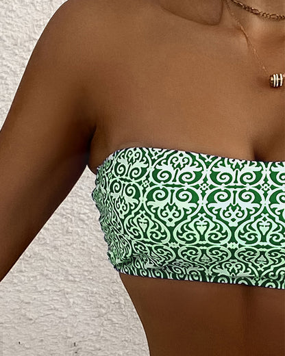 Bikini Bandeau Bloemenprint Tweedelig