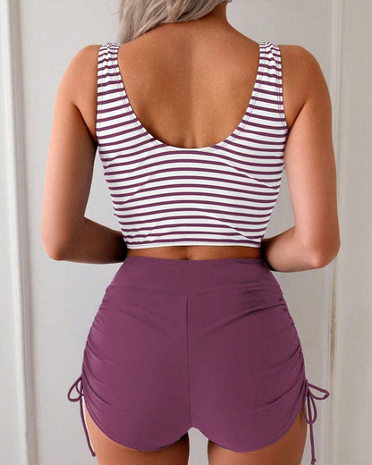 Bikini Gestreept Vetersluiting Mode Tweedelig