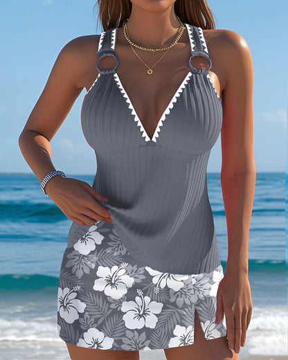Tankini Gestreepte Top Print Rok