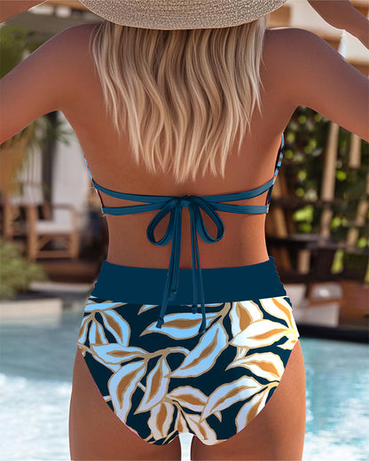 Bikini Hoge Taille Slip Bedrukte Bralette