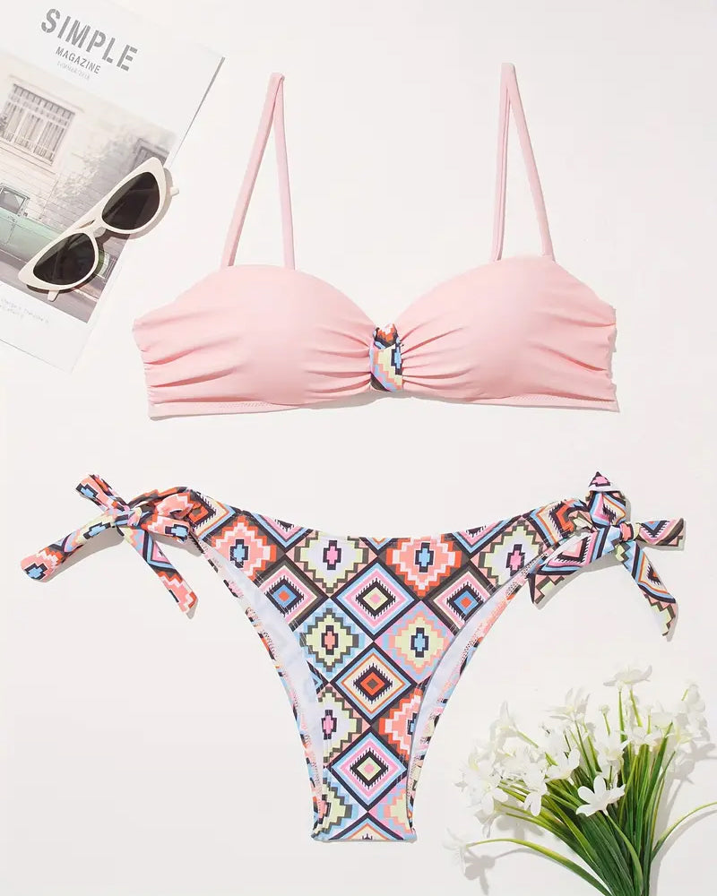 Twee-Delig Bikiniset Met Geometrisch-Patroon