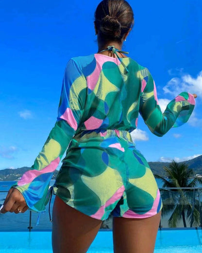 Badpak Omslag Gedrukt Bikini Driedelig