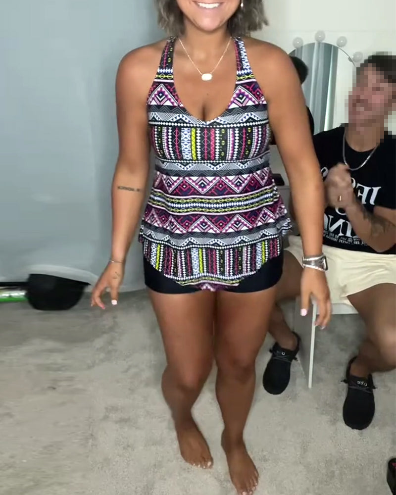 Zwempak Tanktop Print Twee Delig