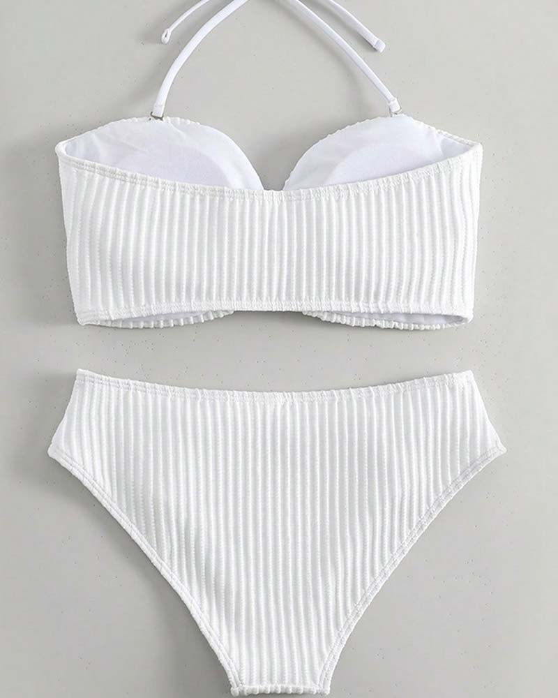 Zwempak Halter Effen Kleur Gestreept