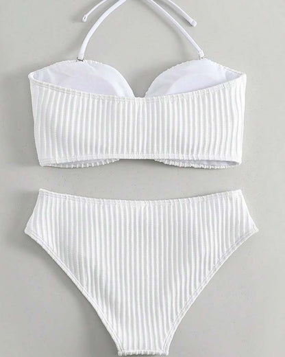 Zwempak Halter Effen Kleur Gestreept