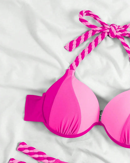 Halternek bikiniset met kleurblokken