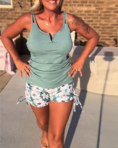 Badpak casual bedrukt tweedelig